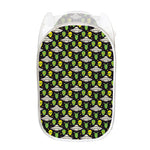 Green Alien UFO Space Print Mesh Laundry Hamper