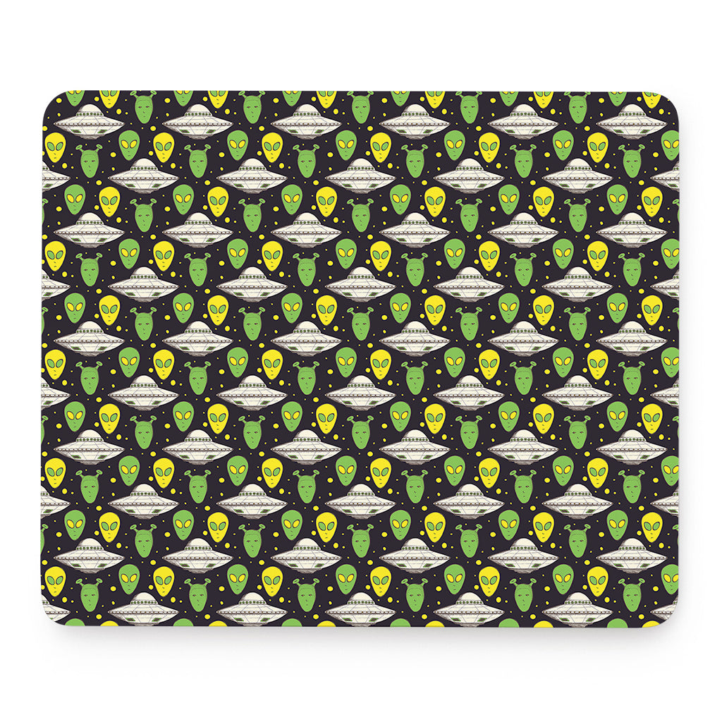 Green Alien UFO Space Print Mouse Pad