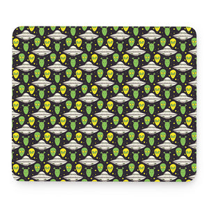 Green Alien UFO Space Print Mouse Pad