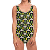 Green Alien UFO Space Print One Piece Swimsuit