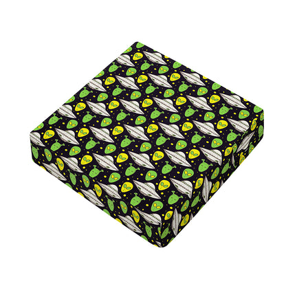 Green Alien UFO Space Print Outdoor Seat Cushion Cover