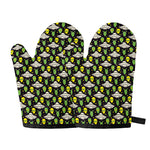 Green Alien UFO Space Print Oven Mitts