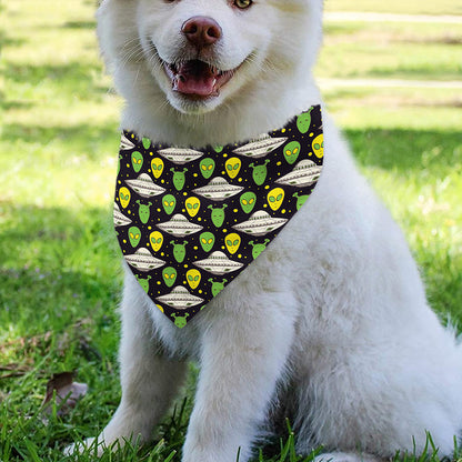 Green Alien UFO Space Print Over The Collar Dog Bandana