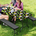 Green Alien UFO Space Print Picnic Table Cover
