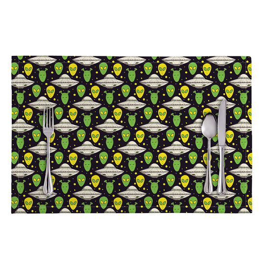 Green Alien UFO Space Print Placemat