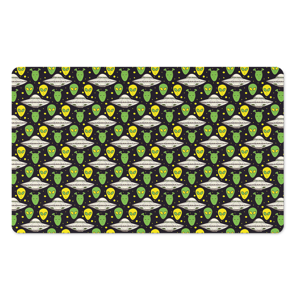 Green Alien UFO Space Print Polyester Doormat