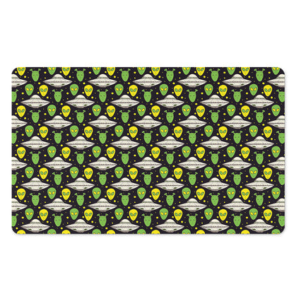 Green Alien UFO Space Print Polyester Doormat