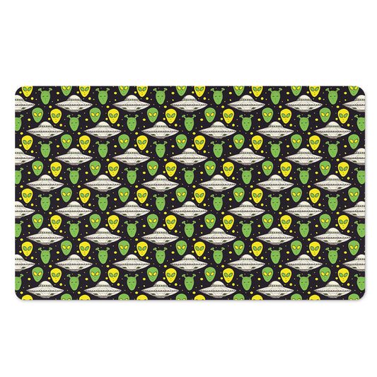 Green Alien UFO Space Print Polyester Doormat