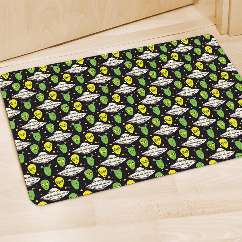 Green Alien UFO Space Print Polyester Doormat