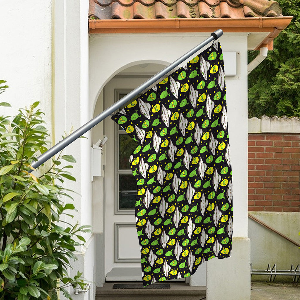 Green Alien UFO Space Print Polyester Flag