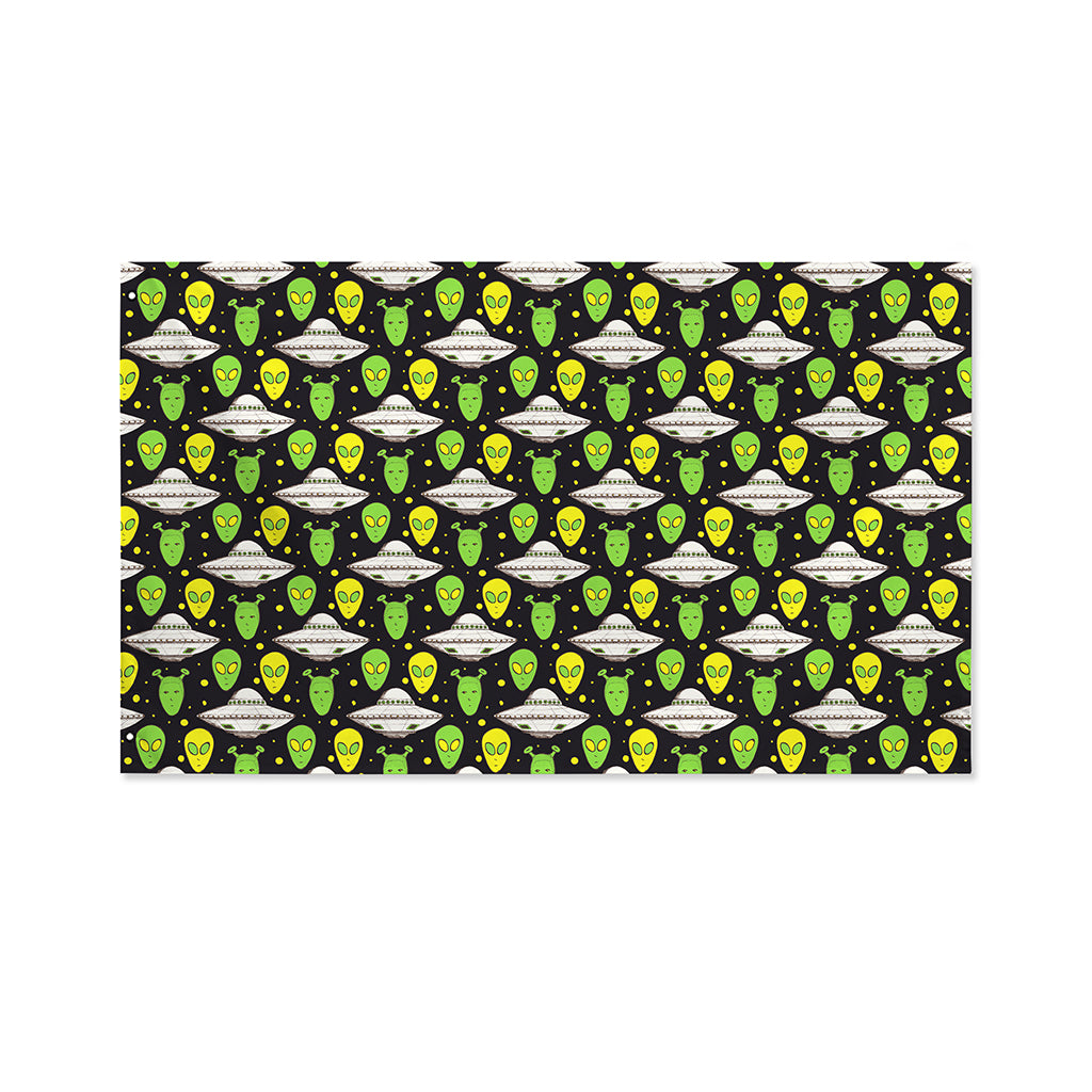 Green Alien UFO Space Print Polyester Flag