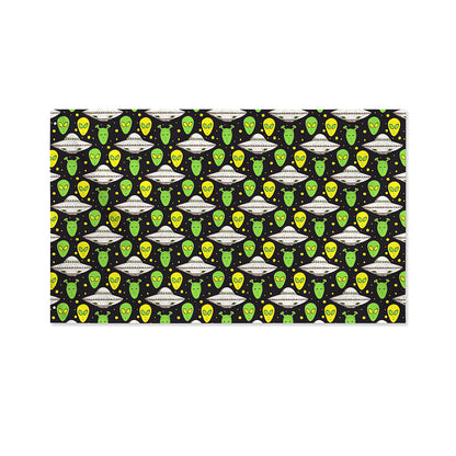 Green Alien UFO Space Print Polyester Flag