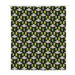 Green Alien UFO Space Print Polyester Shower Curtain