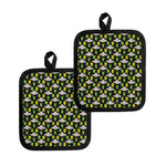 Green Alien UFO Space Print Pot Holders