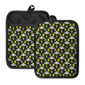 Green Alien UFO Space Print Pot Holders With Pocket