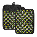 Green Alien UFO Space Print Pot Holders With Pocket