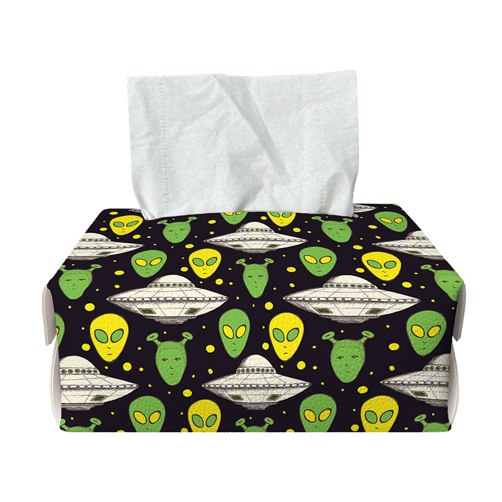 Green Alien UFO Space Print Rectangle Tissue Box Cover