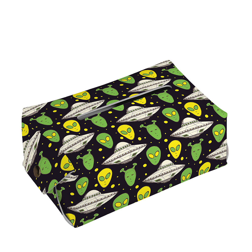Green Alien UFO Space Print Rectangle Tissue Box Cover