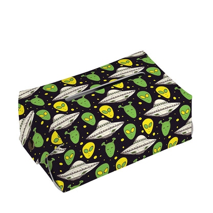Green Alien UFO Space Print Rectangle Tissue Box Cover