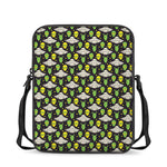 Green Alien UFO Space Print Rectangular Crossbody Bag