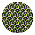 Green Alien UFO Space Print Round Blanket