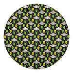 Green Alien UFO Space Print Round Blanket