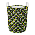 Green Alien UFO Space Print Round Laundry Basket