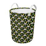 Green Alien UFO Space Print Round Laundry Basket