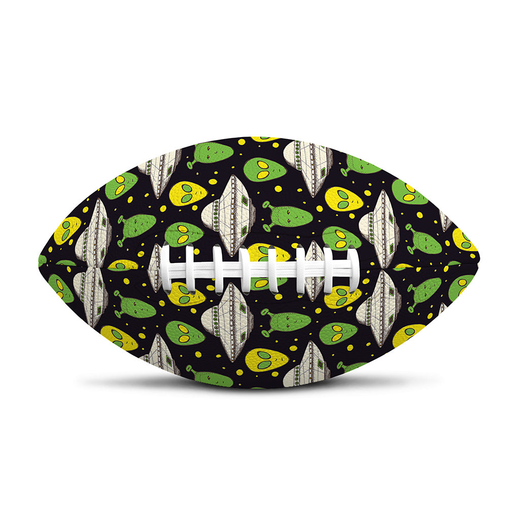Green Alien UFO Space Print Rugby Ball