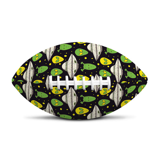 Green Alien UFO Space Print Rugby Ball