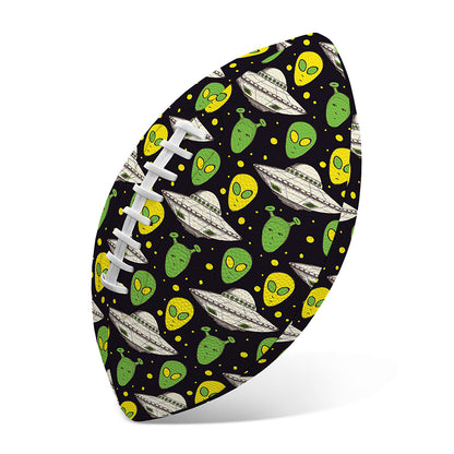 Green Alien UFO Space Print Rugby Ball