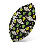 Green Alien UFO Space Print Rugby Ball