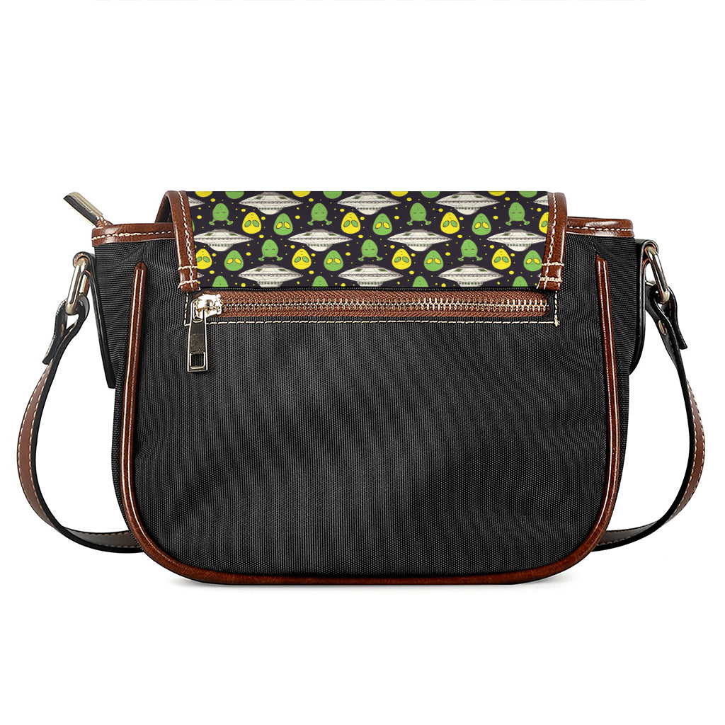 Green Alien UFO Space Print Saddle Bag