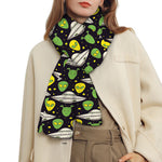 Green Alien UFO Space Print Scarf