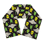 Green Alien UFO Space Print Scarf