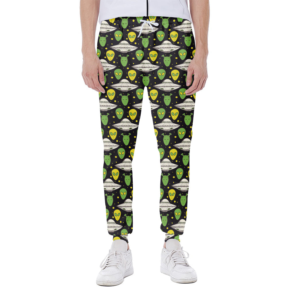 Green Alien UFO Space Print Scuba Joggers