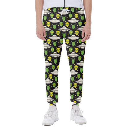 Green Alien UFO Space Print Scuba Joggers