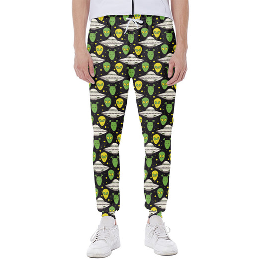 Green Alien UFO Space Print Scuba Joggers