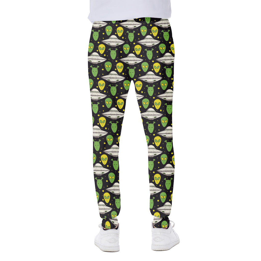 Green Alien UFO Space Print Scuba Joggers