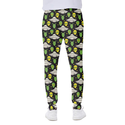 Green Alien UFO Space Print Scuba Joggers