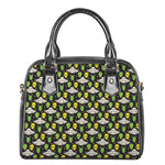 Green Alien UFO Space Print Shoulder Handbag