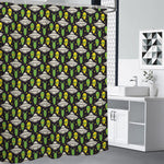 Green Alien UFO Space Print Shower Curtain