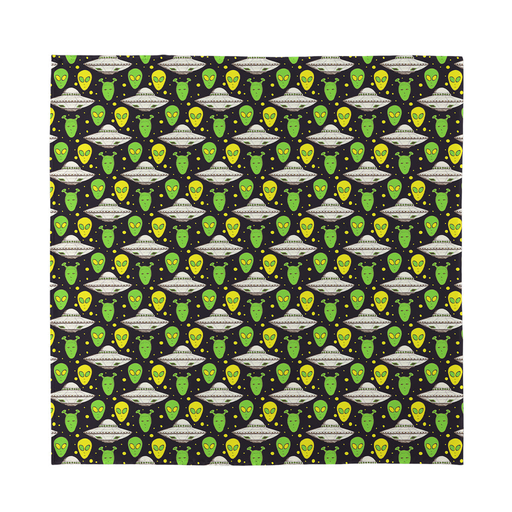 Green Alien UFO Space Print Silk Bandana