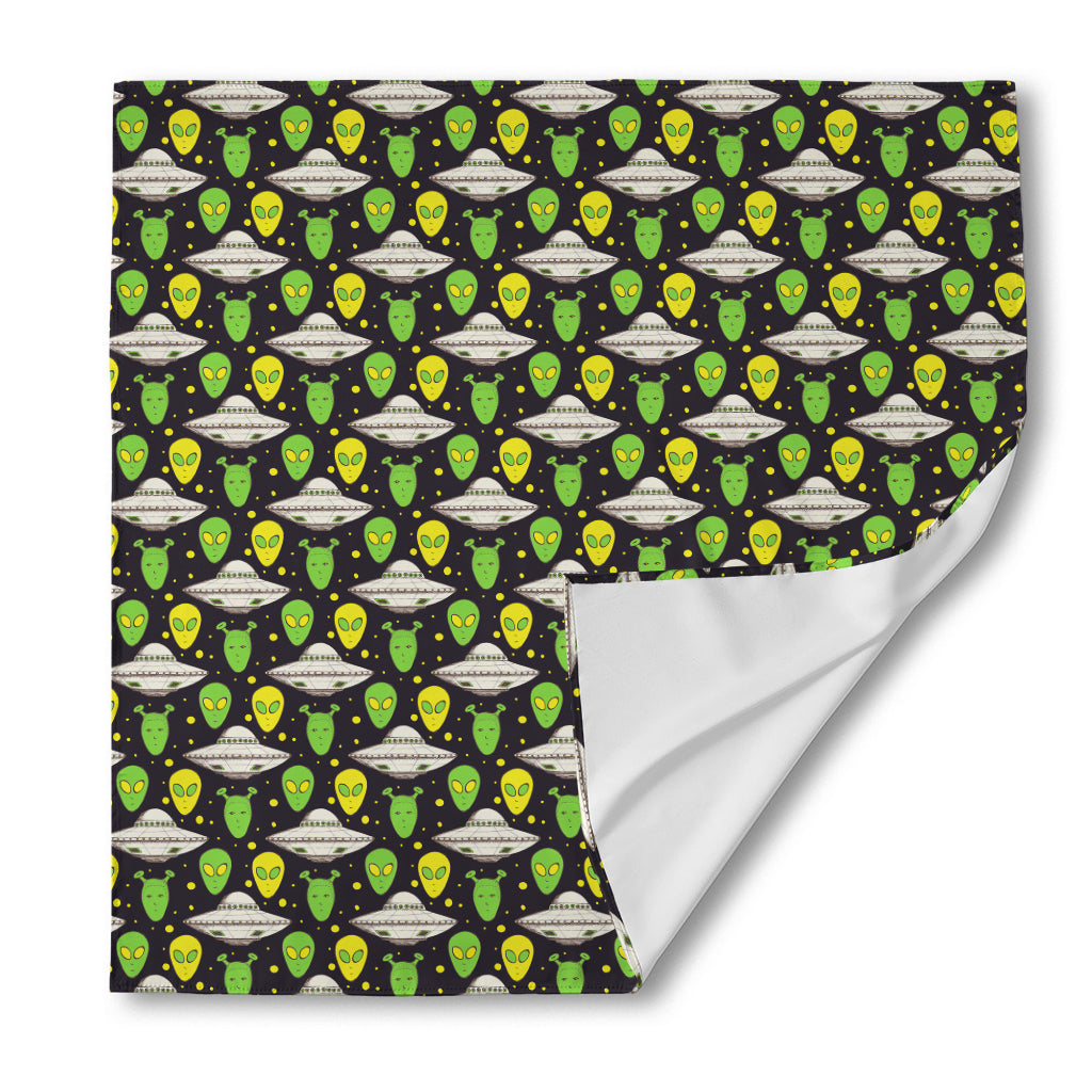 Green Alien UFO Space Print Silk Bandana