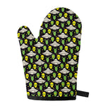 Green Alien UFO Space Print Single Oven Mitt
