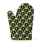 Green Alien UFO Space Print Single Oven Mitt