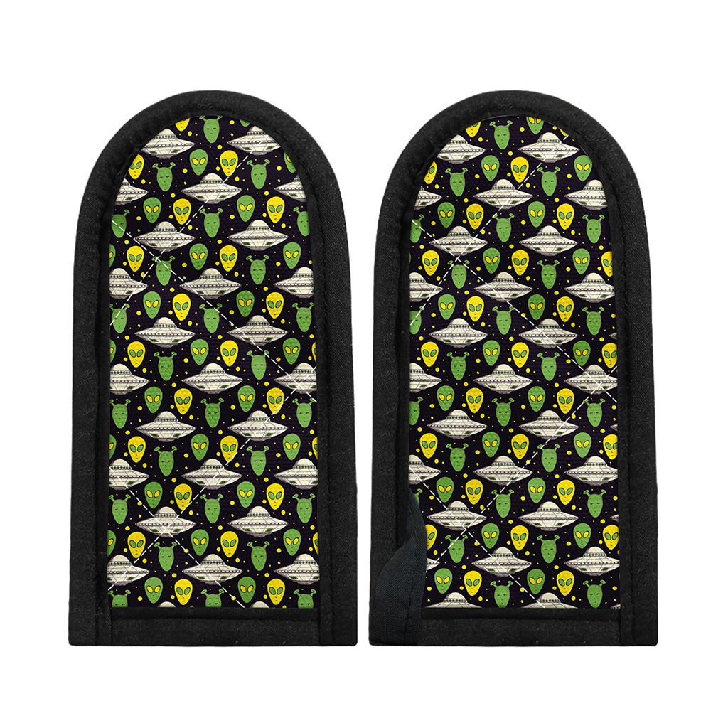 Green Alien UFO Space Print Skillet Handle Cover