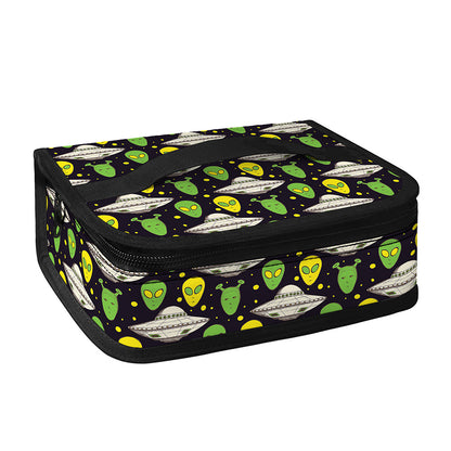 Green Alien UFO Space Print Small Lunch Bag