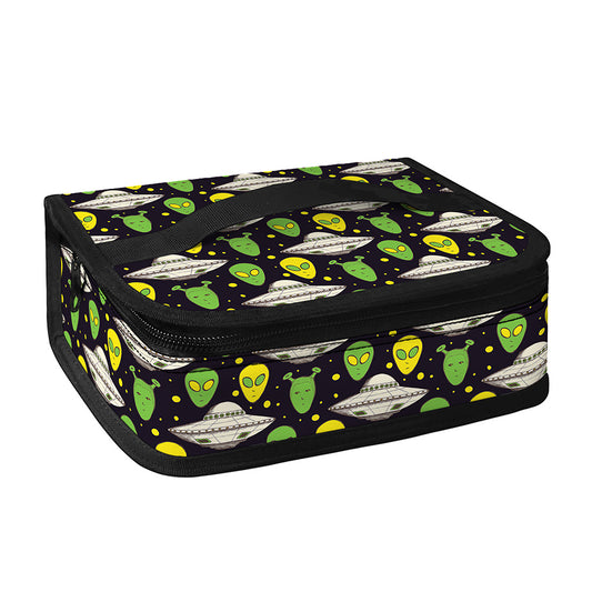 Green Alien UFO Space Print Small Lunch Bag