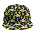 Green Alien UFO Space Print Snapback Cap